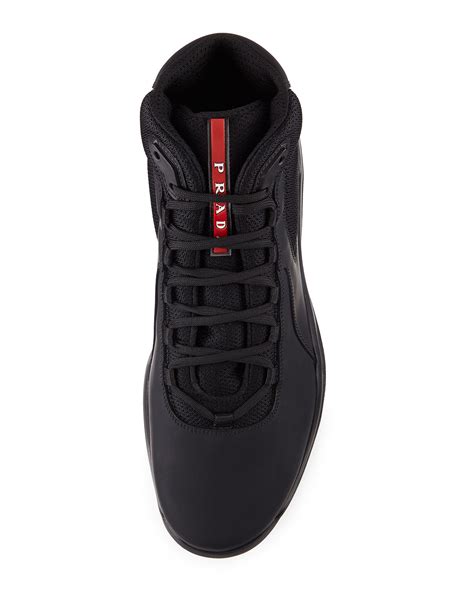 prada america's cup high-top sneakers|prada americas cup black.